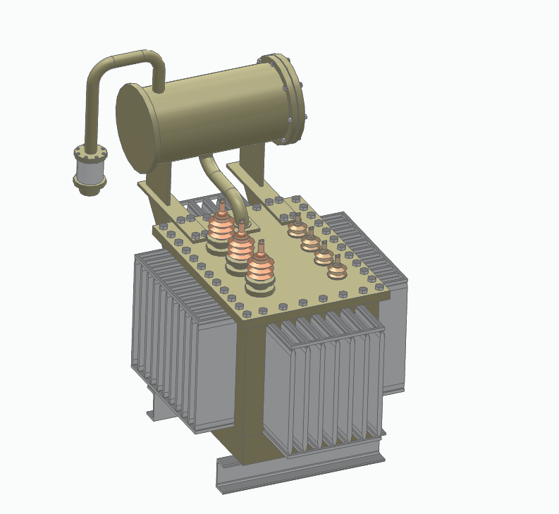 Generic oil-immersed industrial transformer CAD model